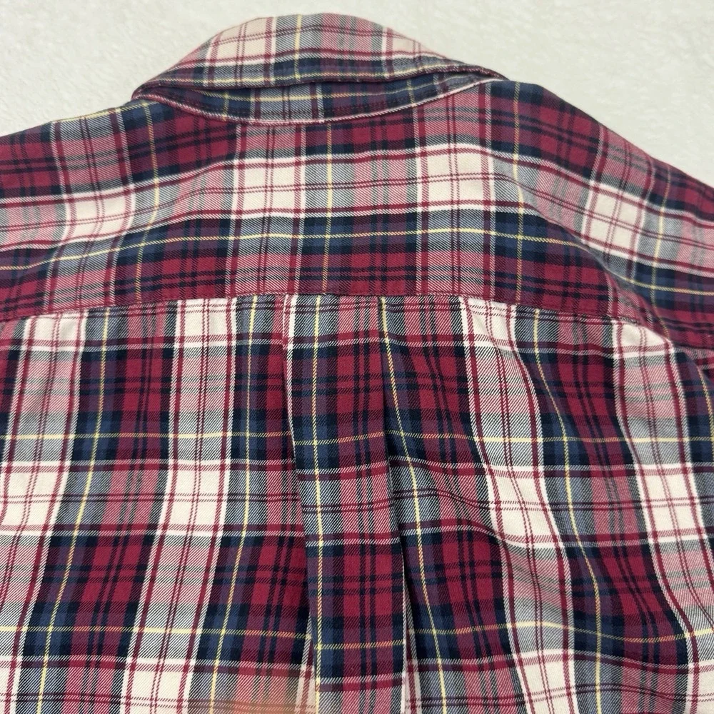 Ralph Lauren Shirt Boys XL 18-20 Red Plaid Long Sleeve Button Down Blue Pony